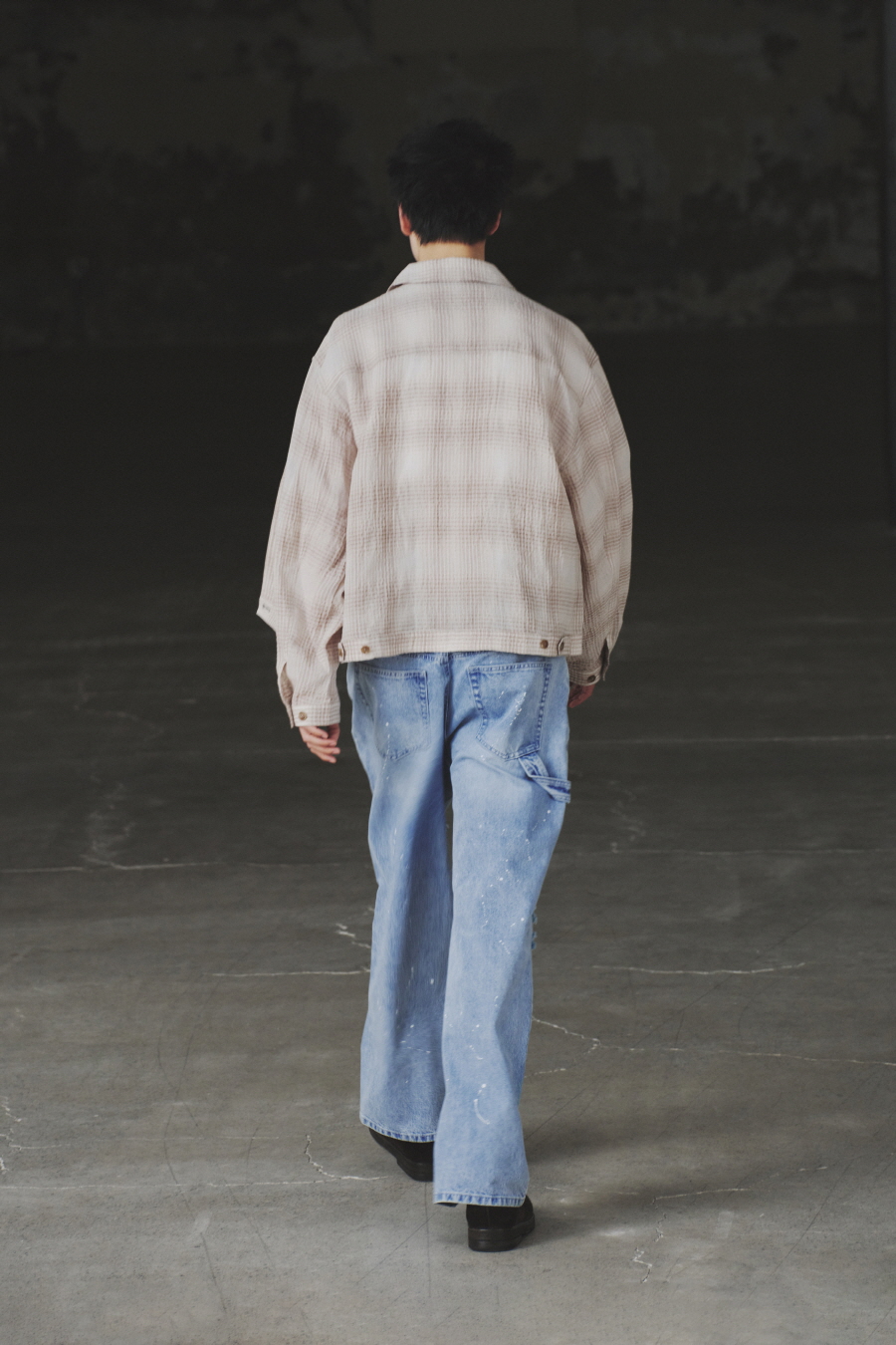 MUSINSA | INSILENCE Destroyed Painted Denim Pants BLUE